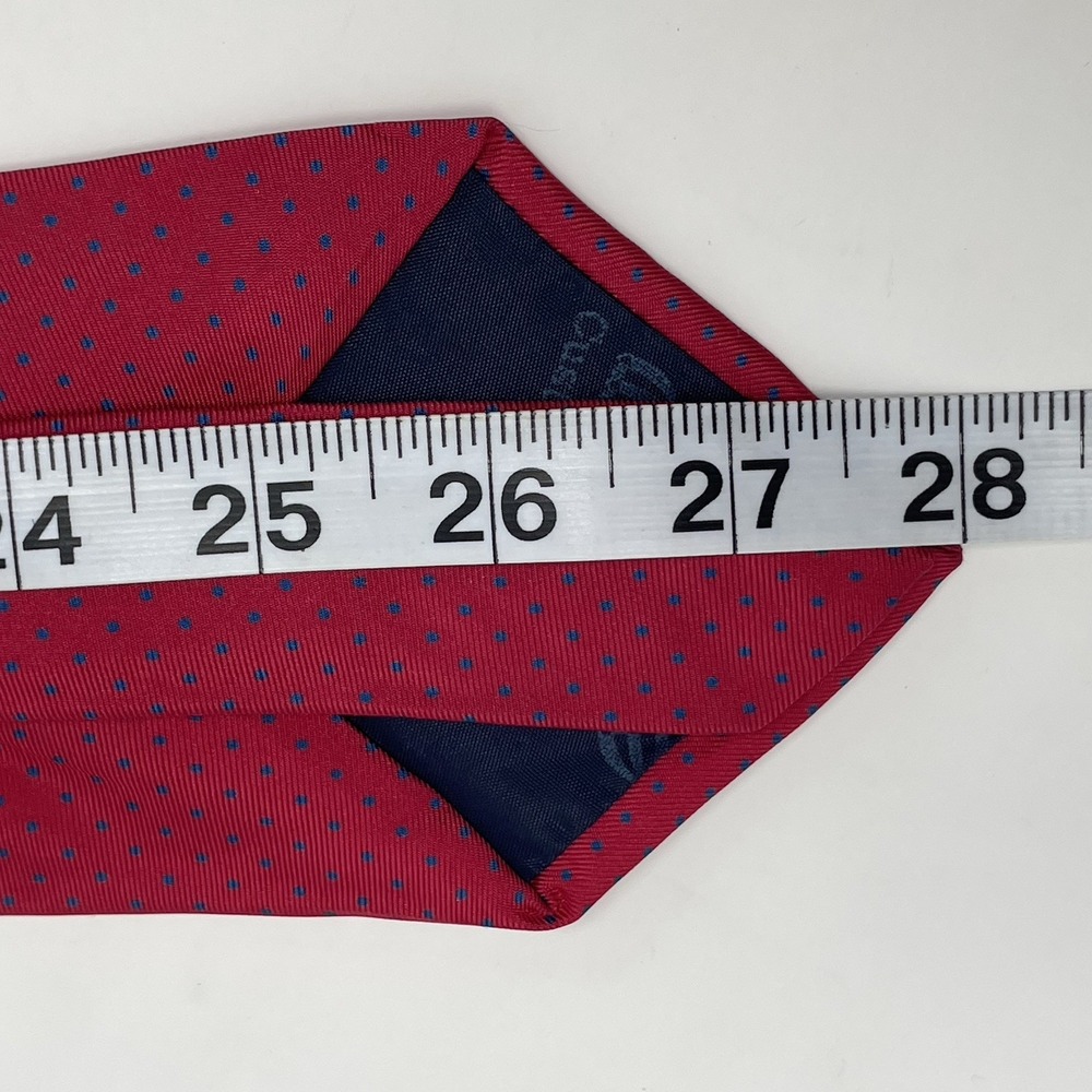 The Custom Shop Tie Handmade Silk USA Red Blue VTG 3 5/8x56" Polka Dots Classic - Picture 6 of 6